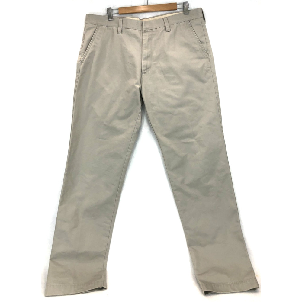 Men's Haggar Life Khaki Size 36x34 Slim Pants Beige Plain Front Classic